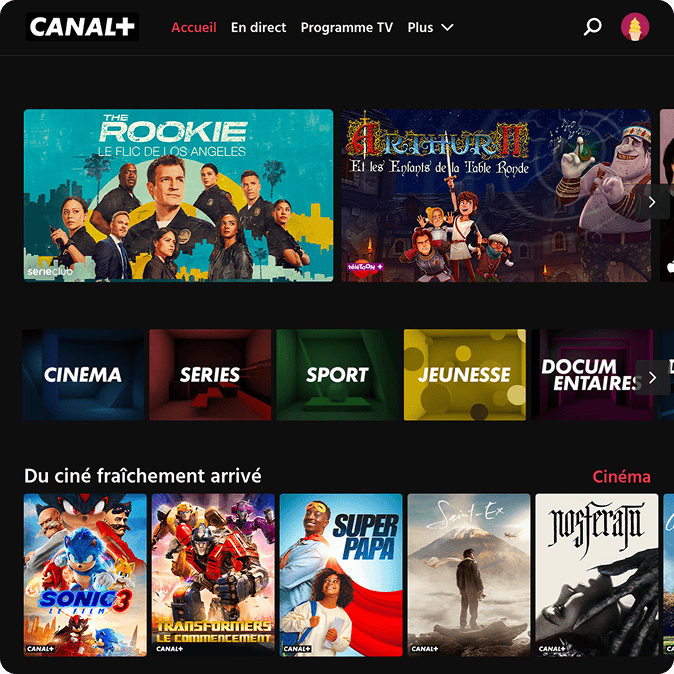 Interface de l'application Canal+