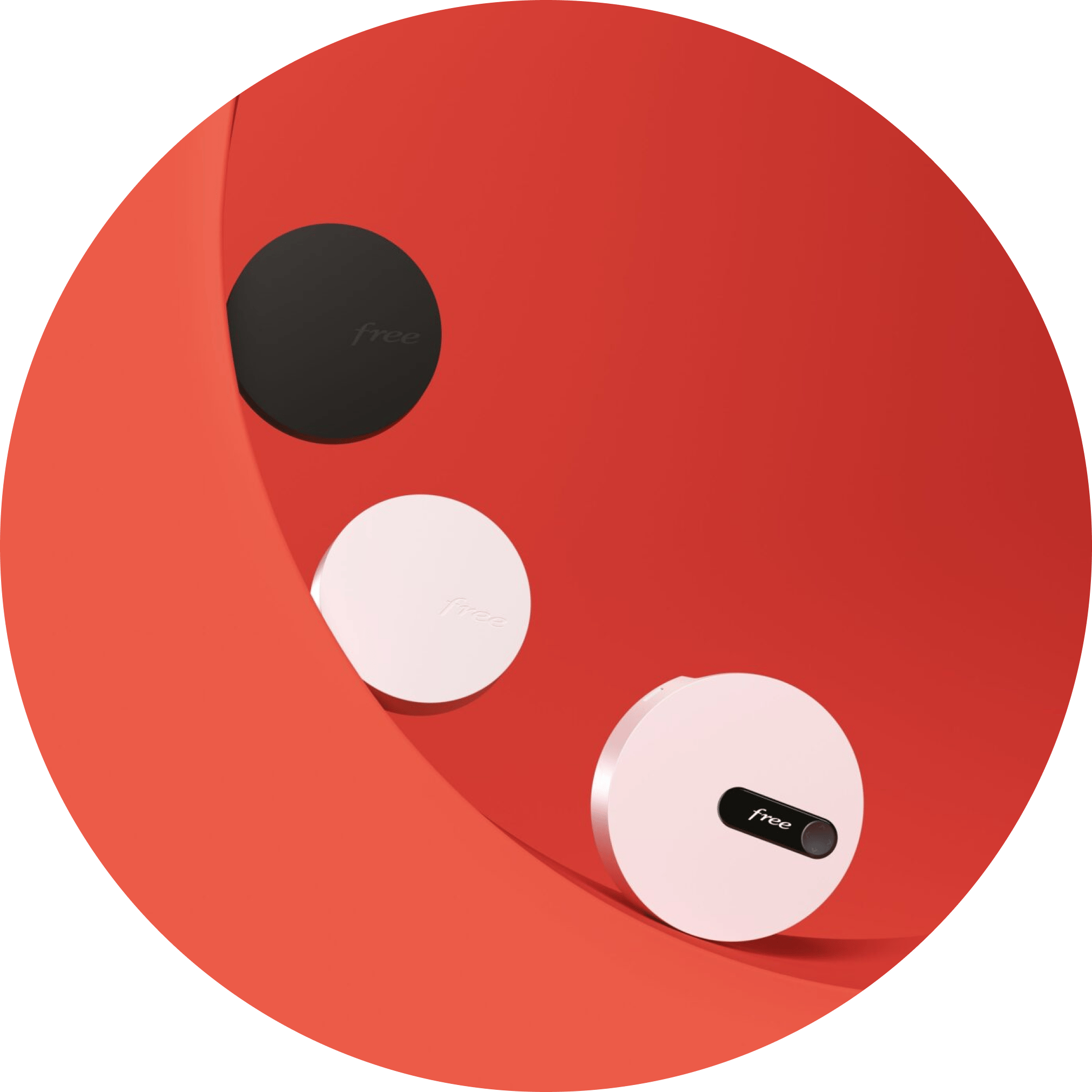 Freebox Pop avec player tv et répéteur Wi-Fi sur fond rouge